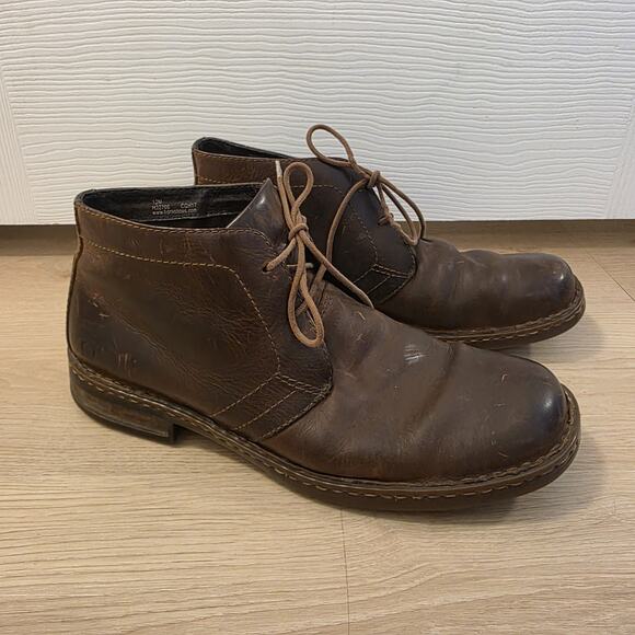 Born Brown Leather Handsome Going Out Quality Chukka Harrison Ankle Boots Sz 12M - Picture 1 of 8